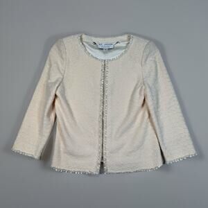 St. John Blazer Women’s Size 4 Beige Cream Couture Jacket Santana Knit Sequin